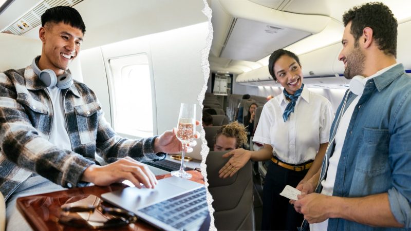 First-class pretenders are trying to grab free drinks with ‘seat-squatter’ hack